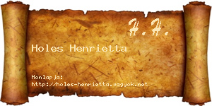 Holes Henrietta névjegykártya